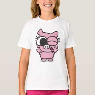 Gullig rosa tunga för grisfredblinkning ut t shirt