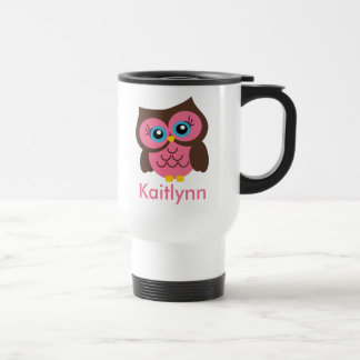 Gullig rosa ugglapersonligtravel mug resemugg