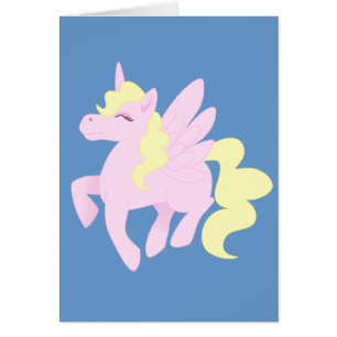 Gullig rosa Unicorn Pegasus (Unipeg) Hälsningskort