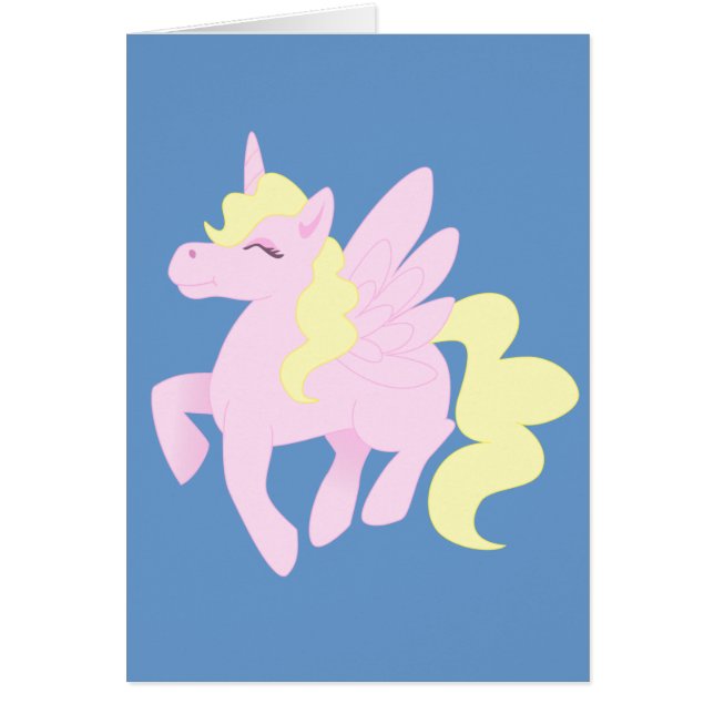 Gullig rosa Unicorn Pegasus (Unipeg) Hälsningskort (Framsidan)