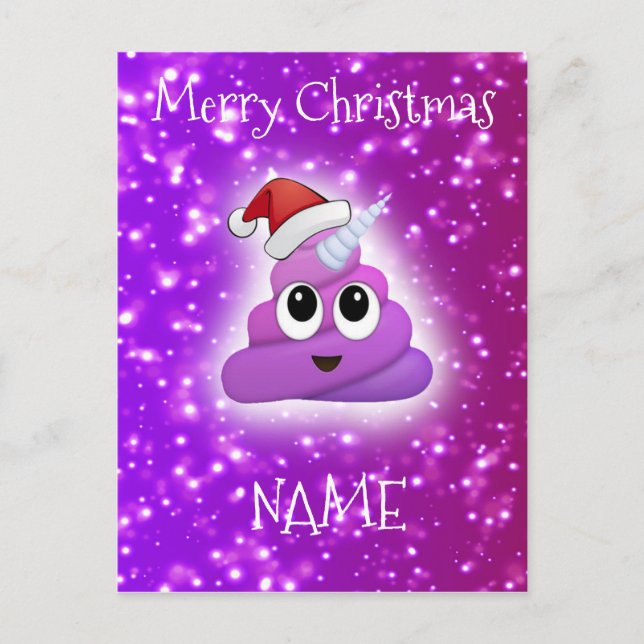 Gullig rosa UnicornPoopEmoji vykort (Framsida)