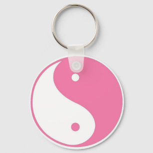 Gullig rosa Yin Yang keychain Nyckelring