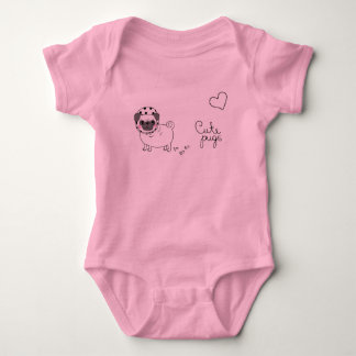 gullig rosabebisbodysuit med mops tee