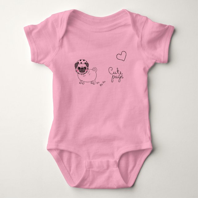gullig rosabebisbodysuit med mops tee (Framsida)