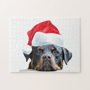 Gullig Rottweiler hundSanta gåva för Rottie äga Pussel