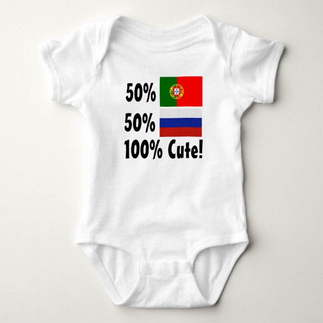 Gullig ryss 100% för 50% portugis 50% tee shirt (Framsida)