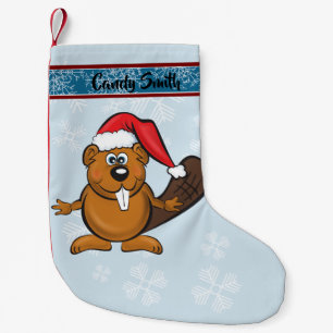 Gullig santa bäverstrumpa liten julstrumpa