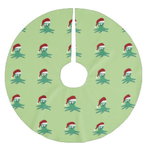 Gullig Santa bläckfisk Julgransmatta Borstad Polyester