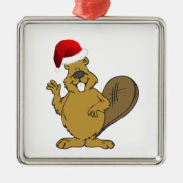 Gullig santa för bäver hatt julgransprydnad metall