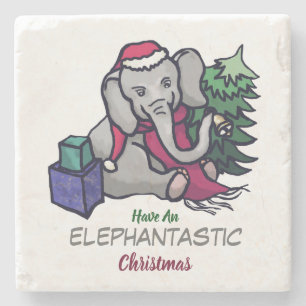 Gullig Santa för Elephantastic jul elefant Stenunderlägg