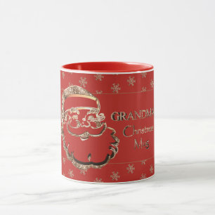 Gullig Santa för mormorjulmugg röd guld- elegant Mugg