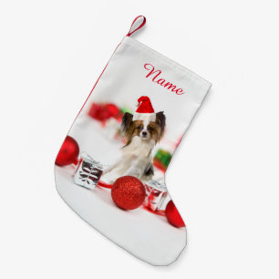 Gullig Santa för Papillon hundjul hatt Liten Julstrumpa