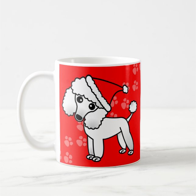 Gullig Santa för vitpudeltecknad hatt Kaffemugg (Vänster)