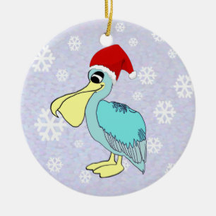 Gullig Santa pelikanprydnad Julgransprydnad Keramik