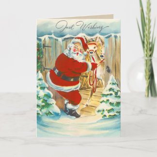 Gullig Santa & renjulkort Helgkort
