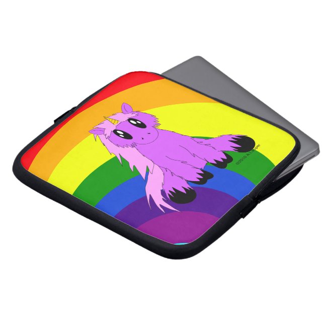 Gullig Scruffy Unicornlaptop sleeve (Framsida topp)