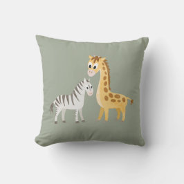 Gullig sebra- och giraffSafaribaby Kudde