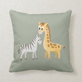 Gullig sebra- och giraffSafaribaby Kudde