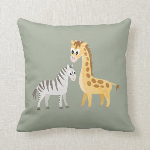 Gullig sebra- och giraffSafaribaby Kudde