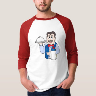 Gullig servitör med mål tee