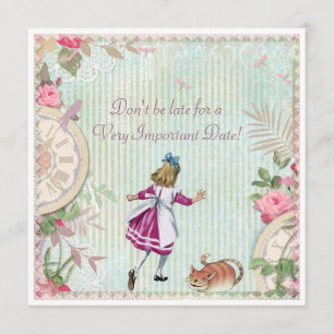 Gullig shabby chic Alice i underlandfödelsedag Inbjudningar