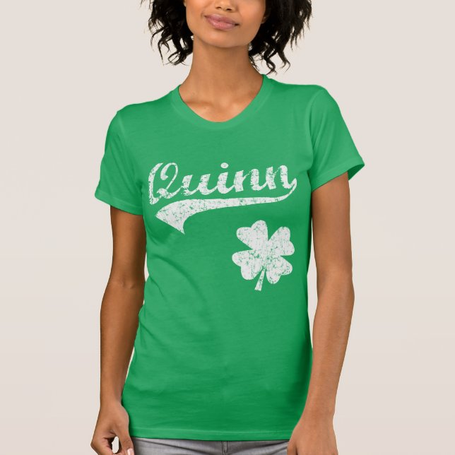 Gullig Shamrock för Quinn familjirländare Tee (Framsida)