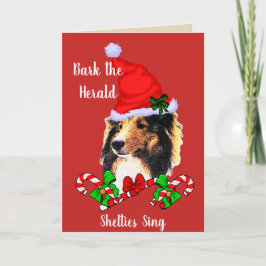 Gullig Sheltie Santa jul Helgkort