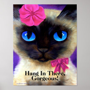 Gullig Siamese hängning i där kattaffischmålnin Poster
