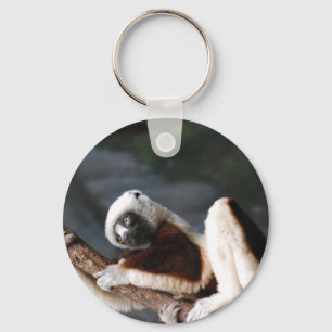 Gullig Sifaka Lemur Keychain Nyckelring