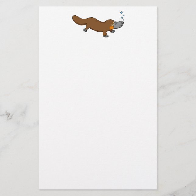 Gullig simning anka-fakturerad näbbdjur brevpapper (Framsida)