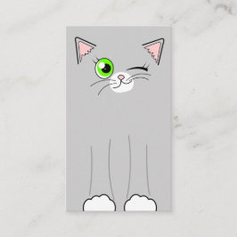 Gullig sitta för grå färgkatthusdjuret servar visitkort
