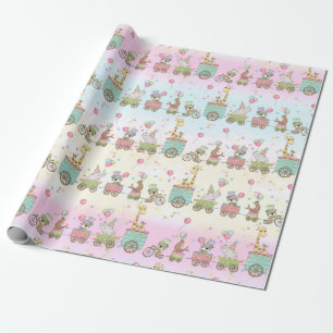 Gullig sjal för gåva för baby djurcirkuståg presentpapper