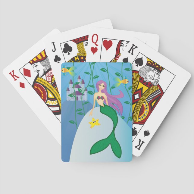 Gullig sjöjungfru spel kort (Baksidan)