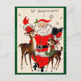 Gullig sjungande Santa julvykort Helg Vykort