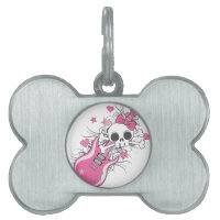 Gullig skalle med den rosa gitarren