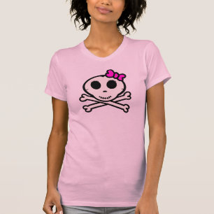 Gullig skalle och Crossbones med rosapilbågen T Shirt