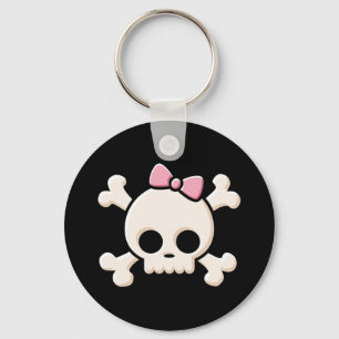Gullig skalleflicka Keychain Nyckelring