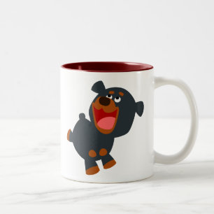 Gullig skämtsam tecknadbaby Rottweiler Två-Tonad Mugg