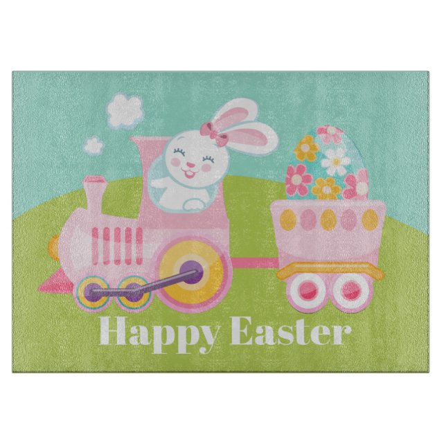 Gullig skärbräda för påskharetåghelgdag (Framsidan)