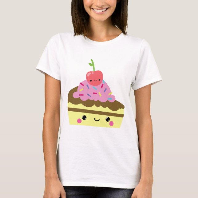 Gullig skiva av den Kawaii glasstårtan T-shirt (Framsida)