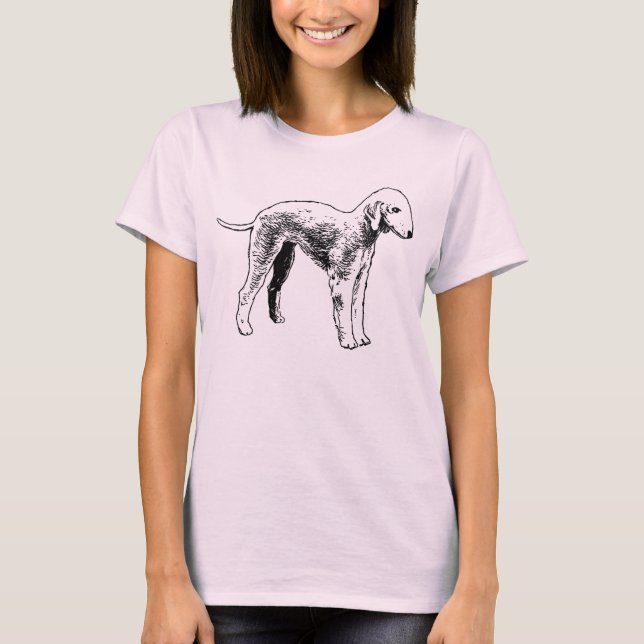 Gullig skjorta för Bedlington terrier T Shirt (Framsida)