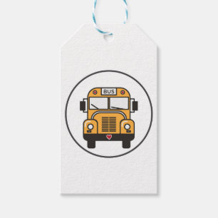 Gullig skolbuss presentetikett
