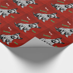 GULLIG SKOTSK TERRIERHUND, GOD JULSCOTTIE PRESENTPAPPER