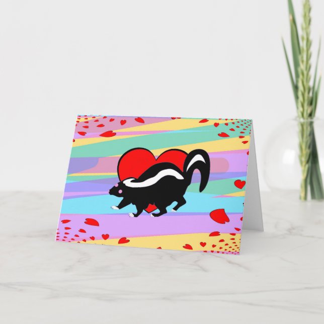 Gullig Skunkhjärta. Lycklig Anti-Valentines dag! Helgkort (Framsida)