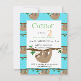 Gullig Sloth, födelsedagsfest inbjudan