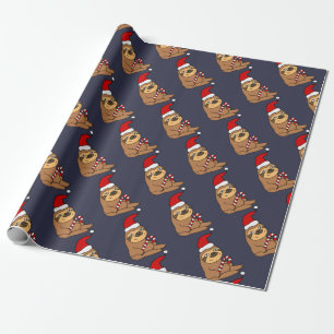 Gullig Sloth i tecknad för Santa hattjul Presentpapper