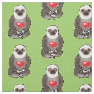 gullig sloth med röd hjärta tyg