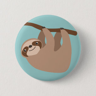 Gullig Sloth på en gren Knapp