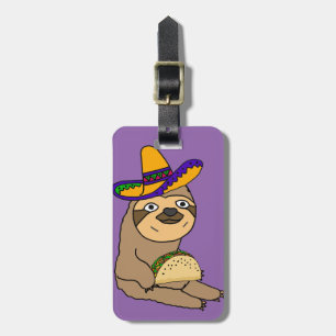 Gullig Sloth som äter Tacooriginalkonst Bagagebricka