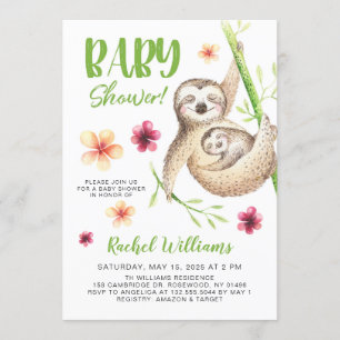 Gullig Slothbaby shower Inbjudningar